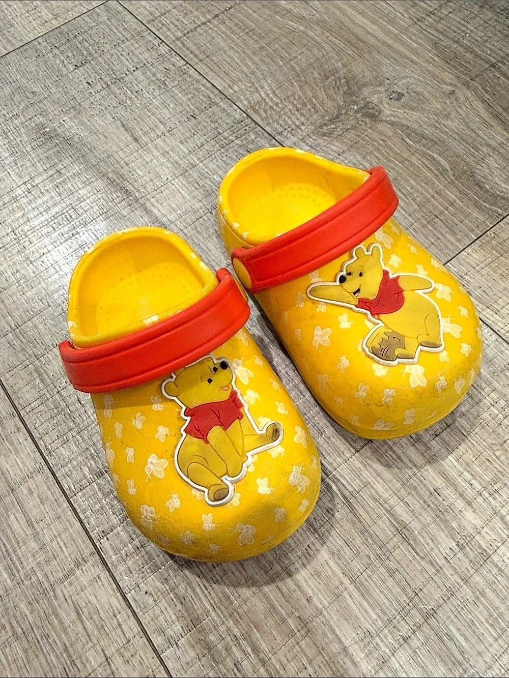Disney Baby Winnie the Pooh Yellow Clogs Red Straps